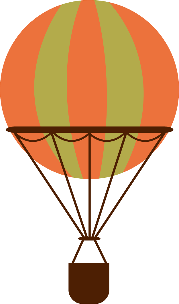 flat air travel round hot air balloon illustration for adventure and leisure activities