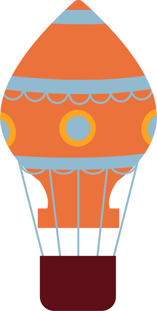 flat air travel round hot air balloon with bright colors for children's illustrations