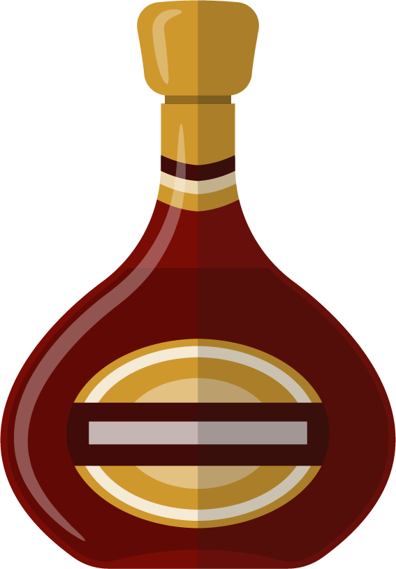 flat alcohol bottle wine bottle in vibrant colors with elegant shape and label