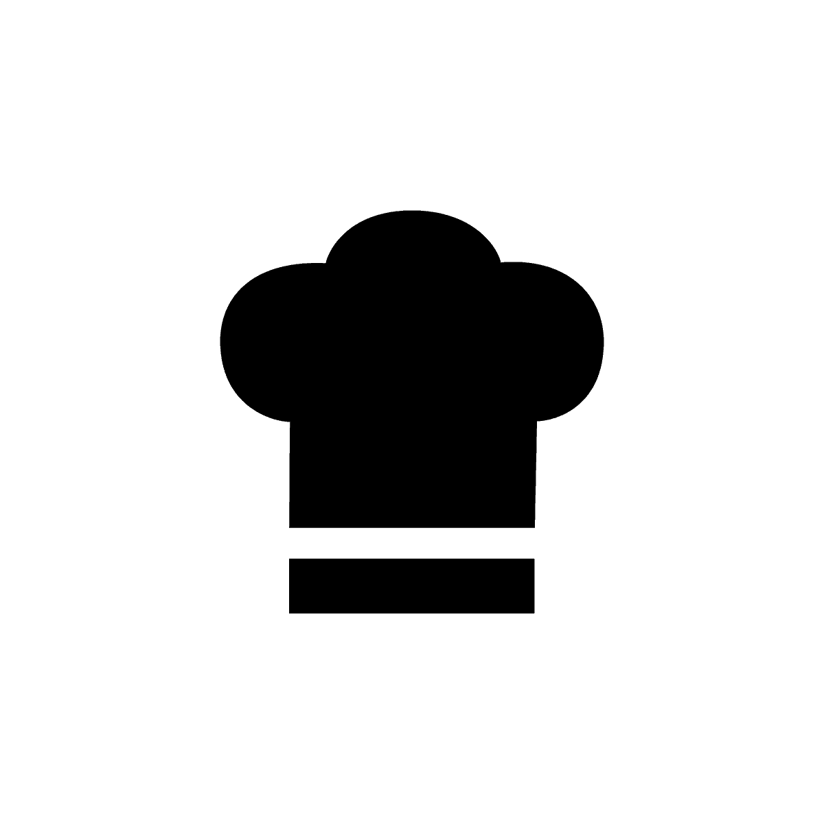 Flat back and white chef hat icon