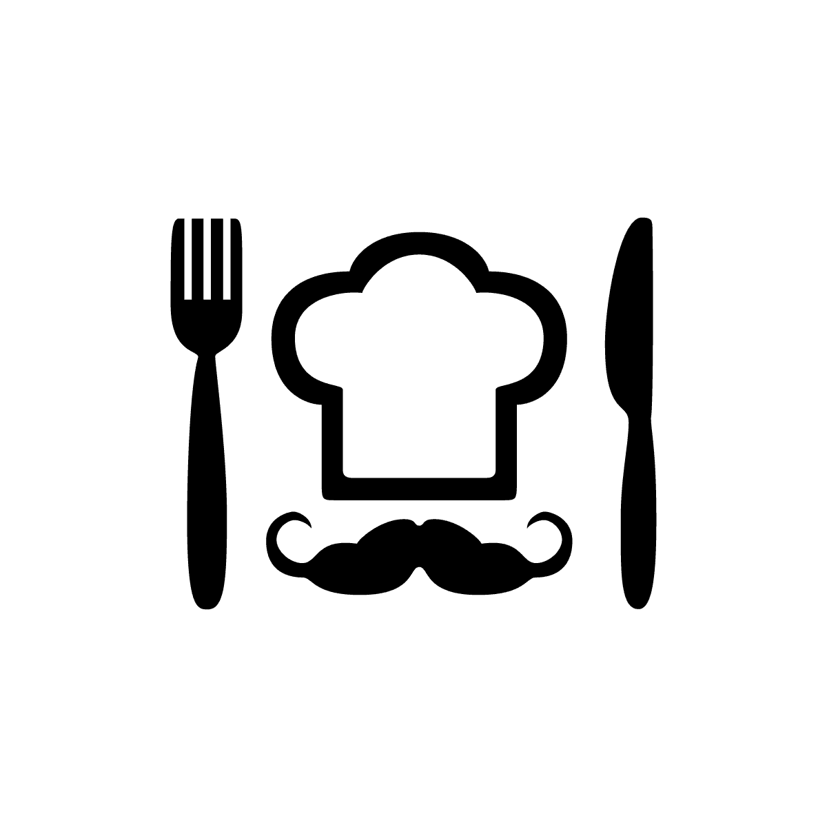Flat back and white chef hat icon