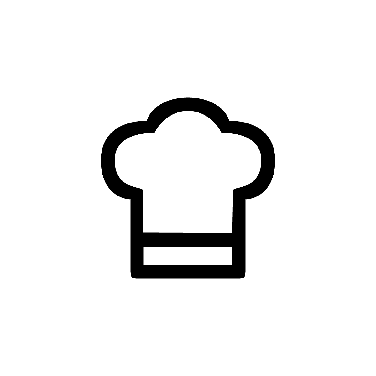 Flat back and white chef hat icon