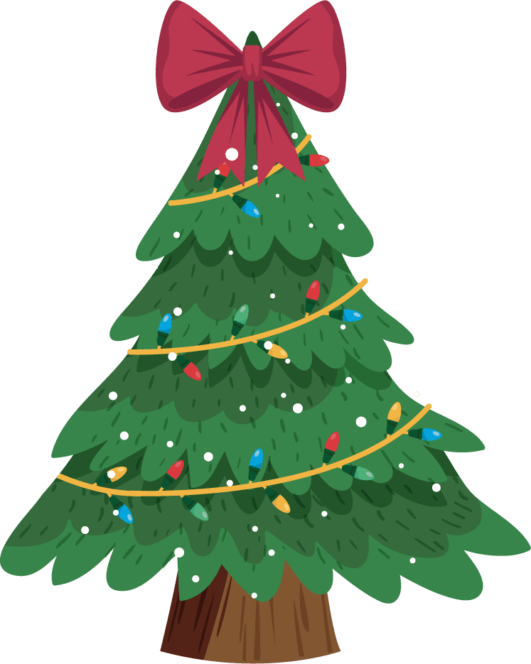 flat christmas trees collection for festive decorations, cards, and holiday marketing materials