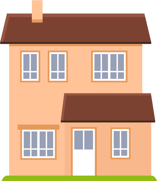 flat cottage house building with warm colors and charming details for cozy living spaces