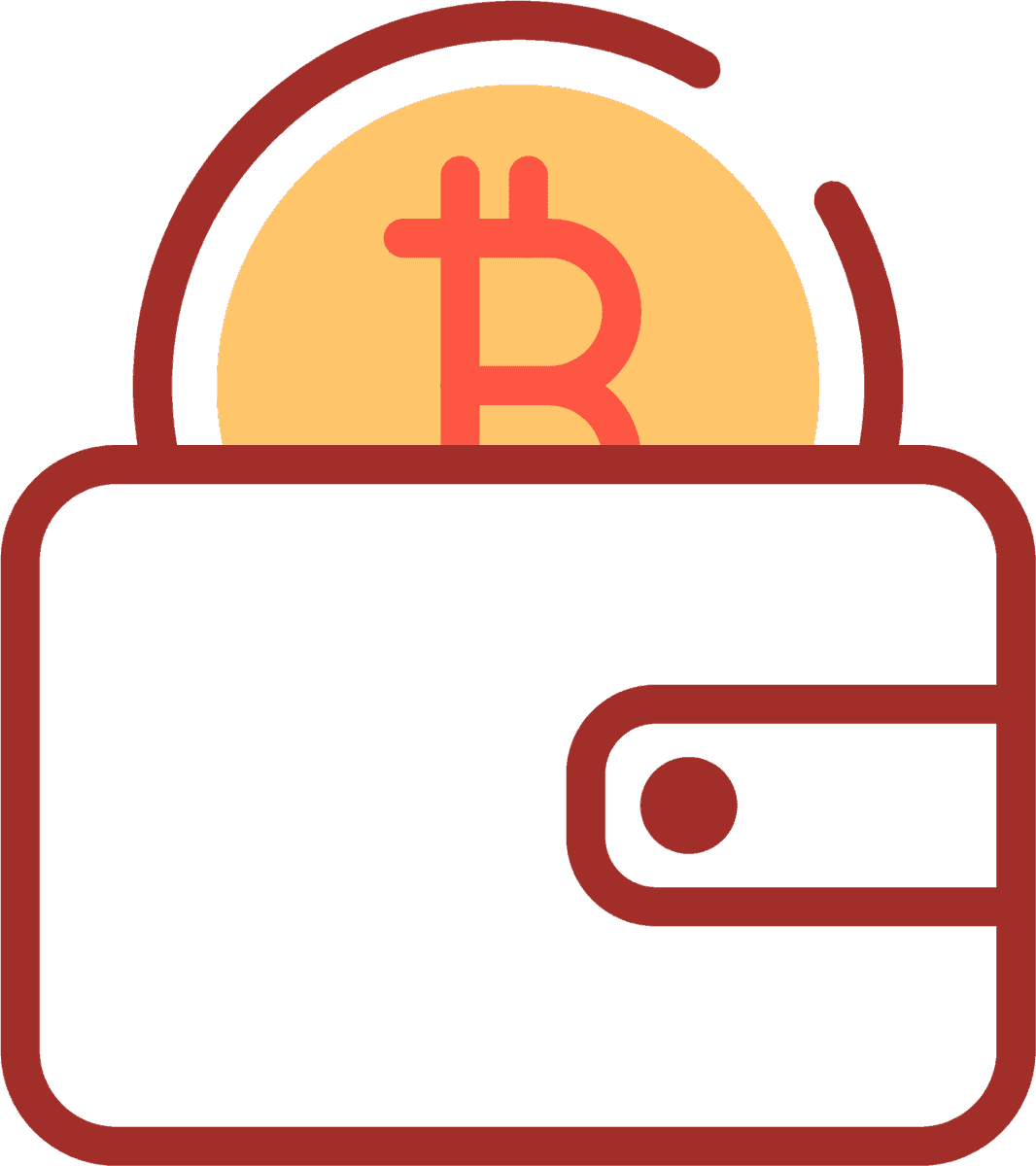 flat cryptocurrency icon elements featuring a bitcoin wallet with modern aesthetics and vibrant colors