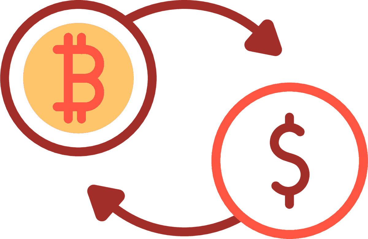 flat cryptocurrency icon elements for seamless bitcoin to dollar exchange transactions