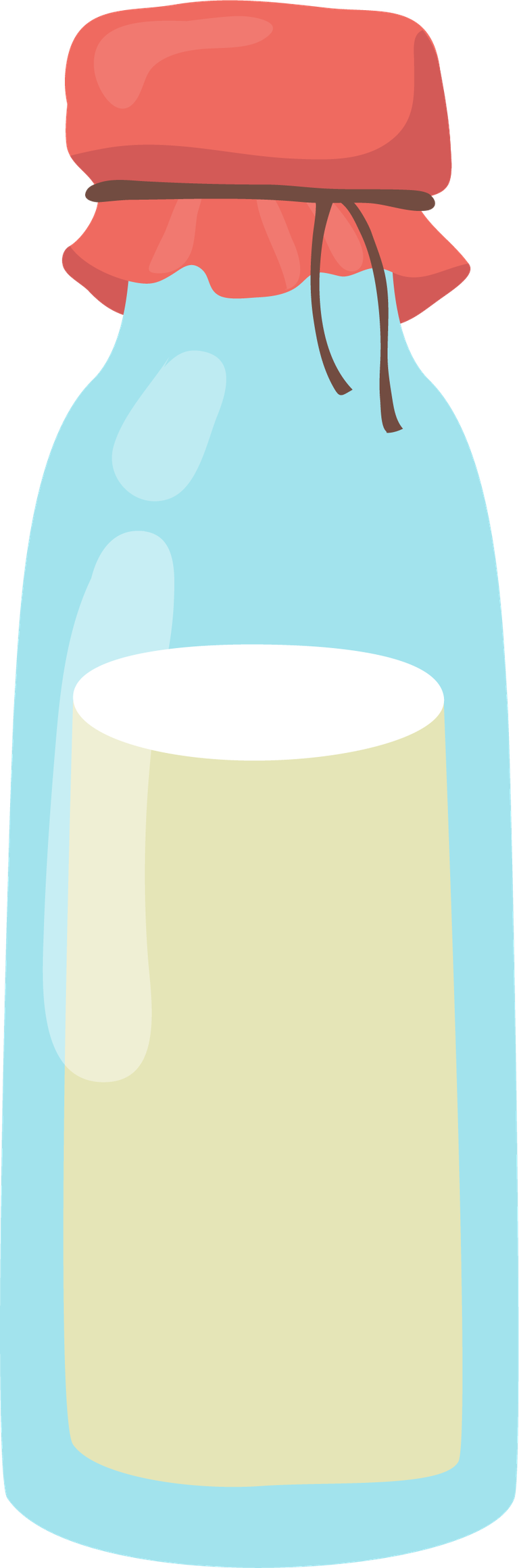 flat dairy drink illustration of a refreshing milk bottle with colorful cap