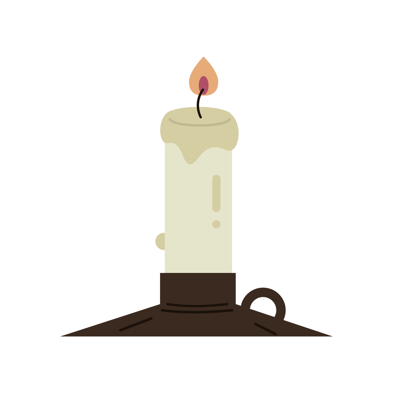 flat decorative halloween element icons featuring a spooky candle with warm glow