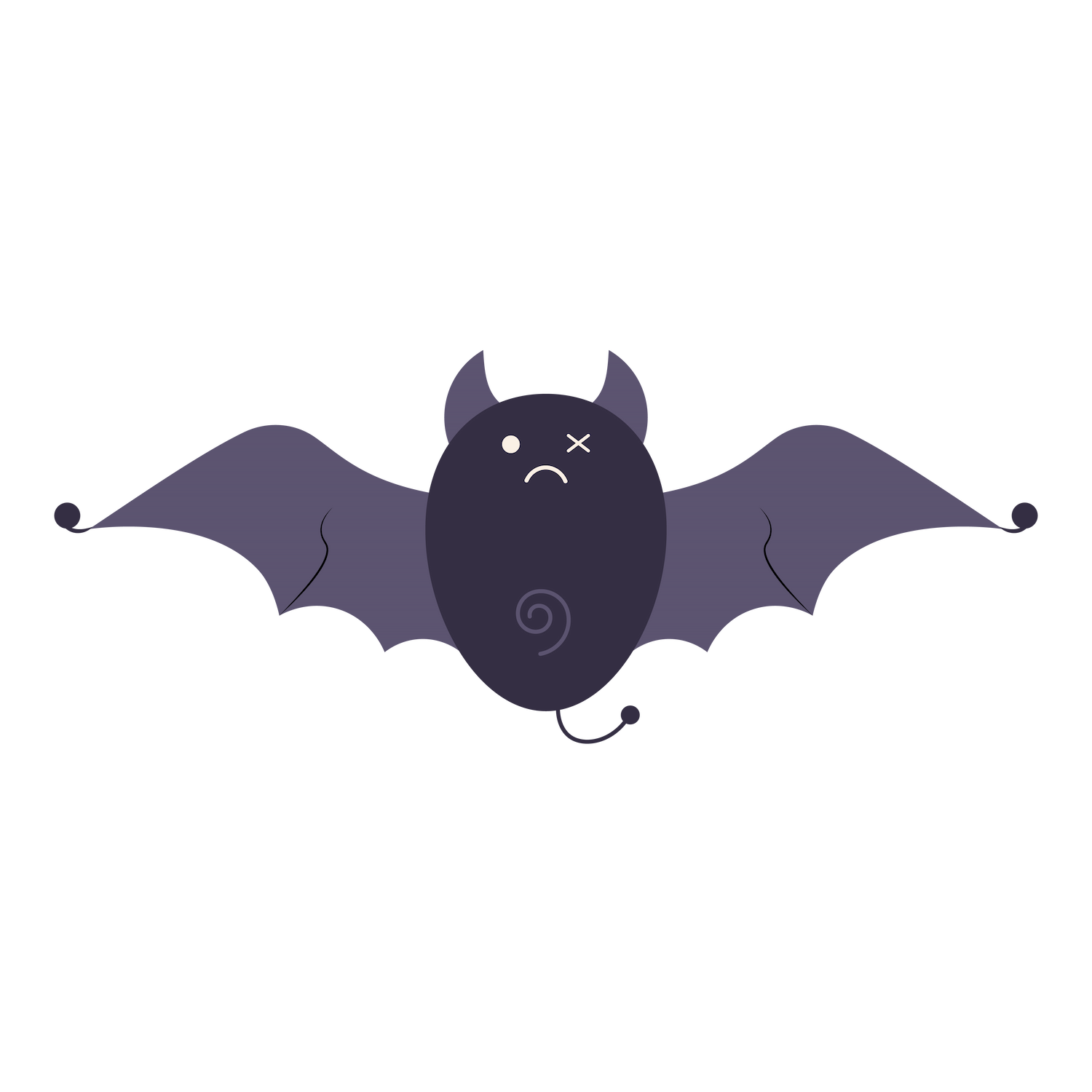 flat decorative halloween element icons featuring a cute bat character for festive designs