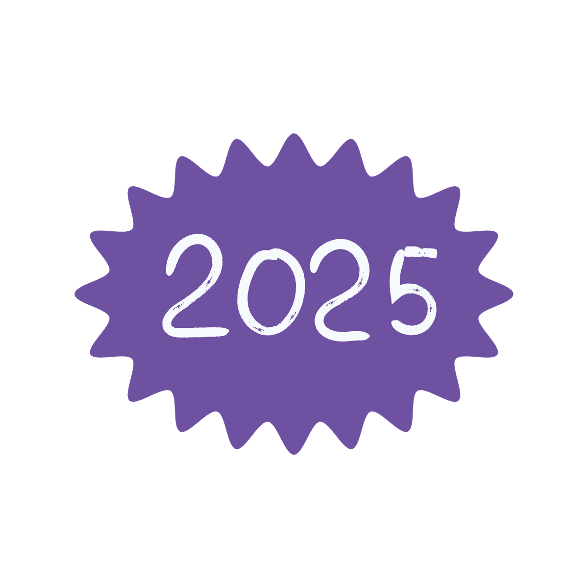 cute playful 2025 starburst sticker for new year branding