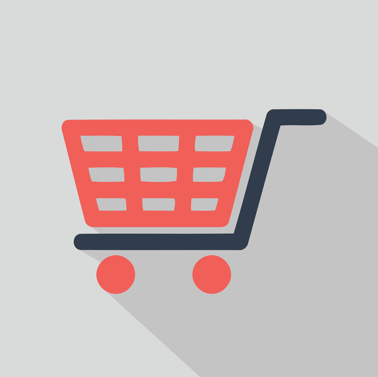 flat elements about stores featuring a shopping cart icon for online retail platforms