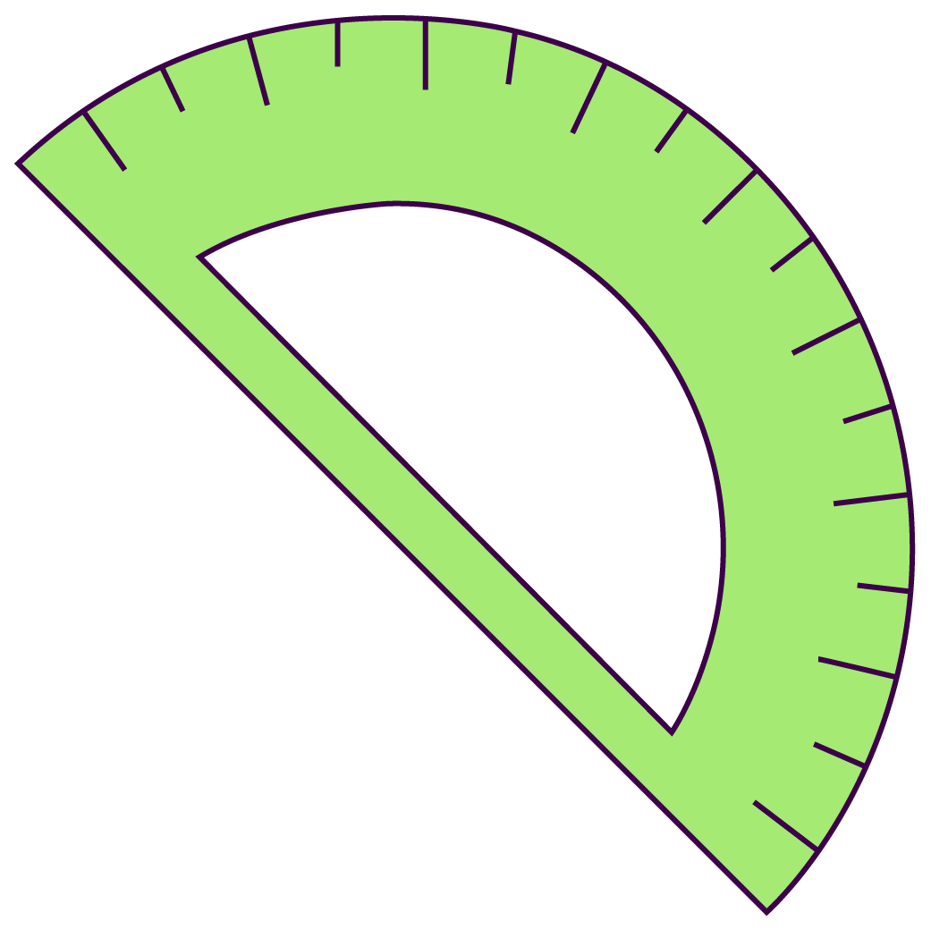 flat essential office supplies icons featuring protractor for classroom and office use