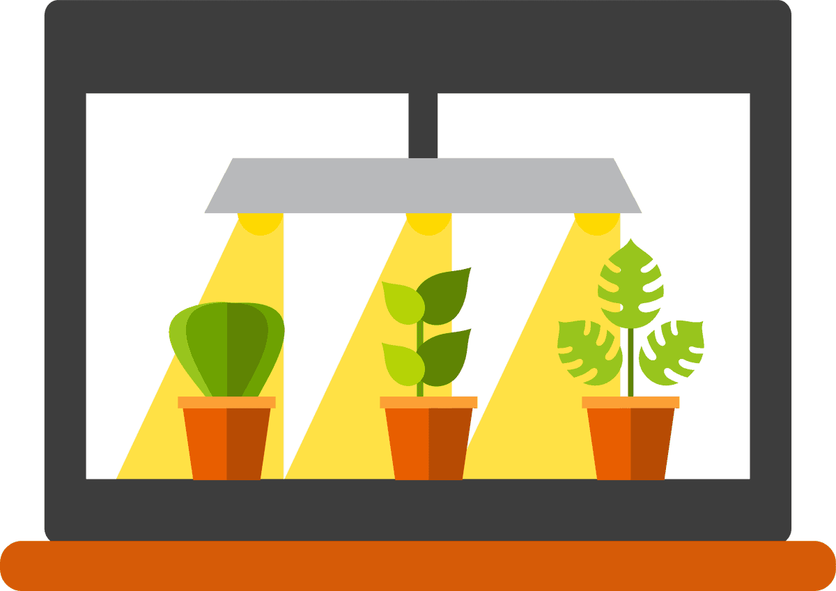 flat farmland element farmland icon featuring plants under modern lighting for indoor gardening