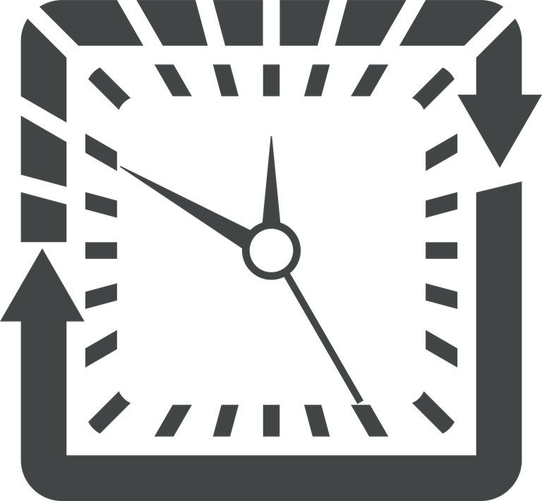 flat gray square clock icon for time management and modern applications