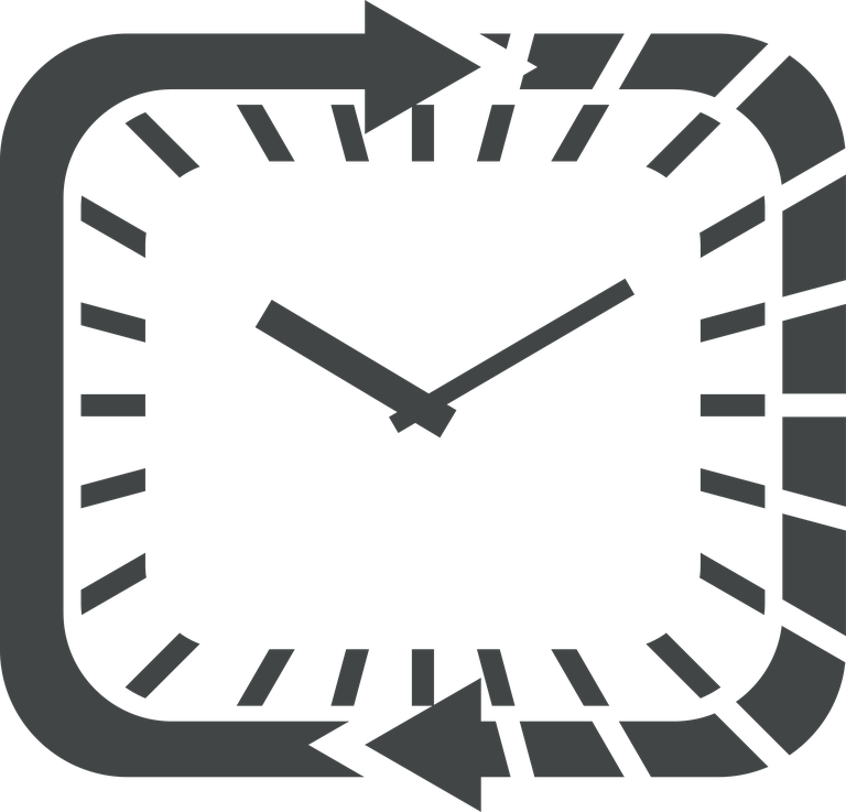 flat gray square clock icon for efficient time management and scheduling apps