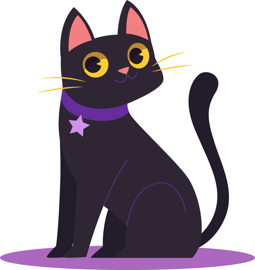 flat halloween black cats collectio