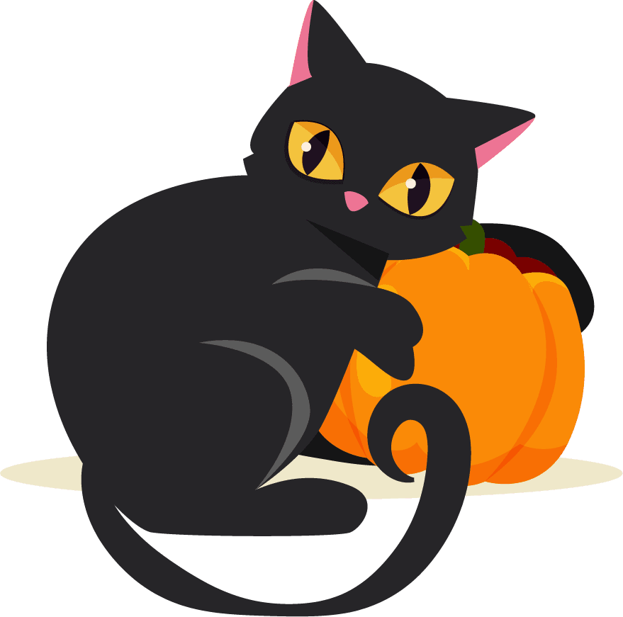 flat halloween black cats collection with playful poses and festive charm for seasonal decor