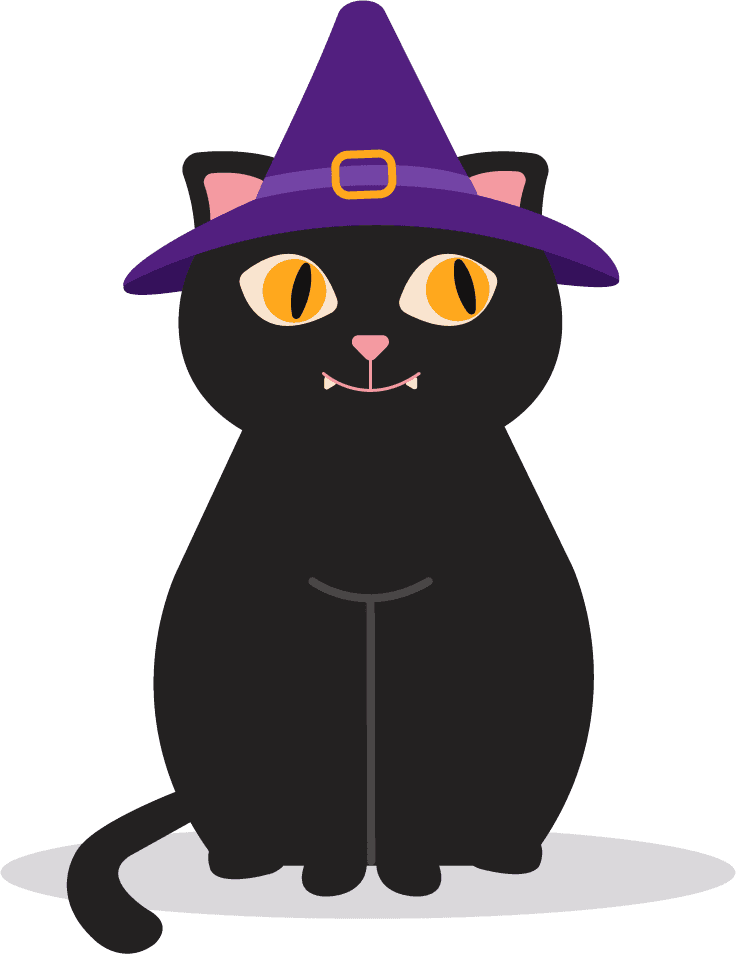 flat halloween black cats collection featuring playful designs for festive decorations