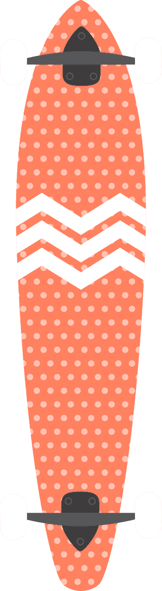 flat longboard modern style illustration with polka dots and chevron pattern for outdoor fun