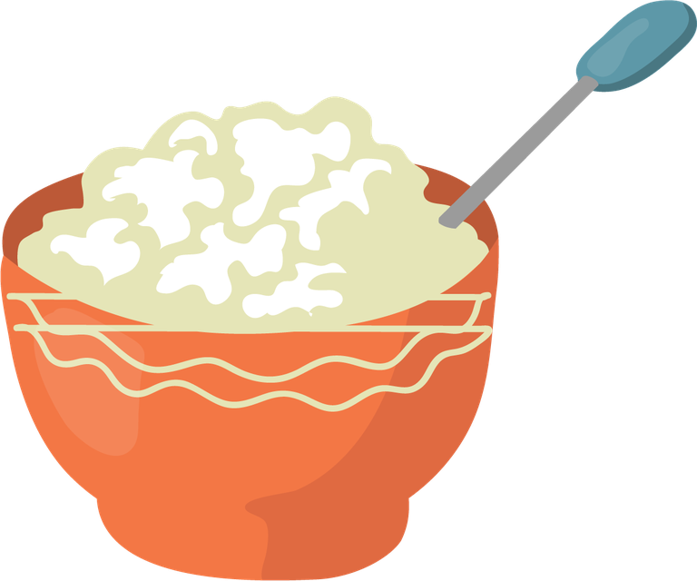 flat milk product icon featuring a bowl of creamy texture with spoon for culinary uses
