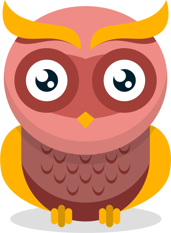 simple flat cartoon style owl illustration for children's learning and decor