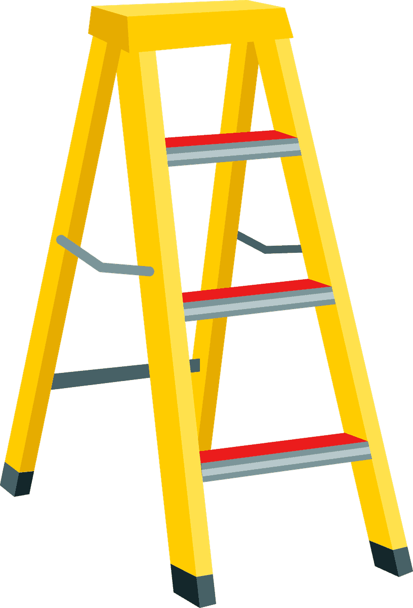 flat painting work element illustration of a sturdy yellow step ladder for home improvement