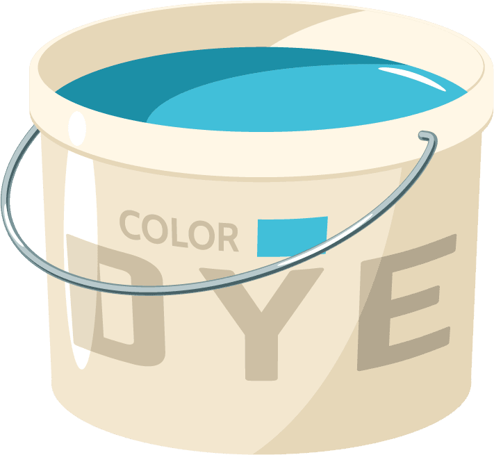 flat painting work element illustration of a color dye bucket for art projects