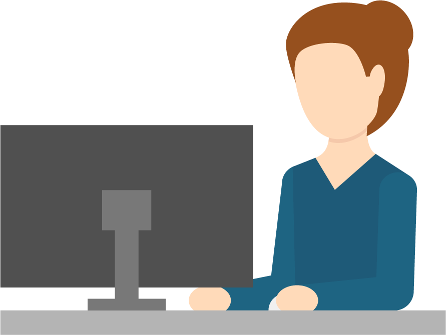 flat people working with computer icon