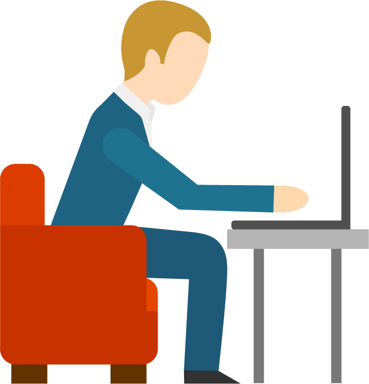 flat people working with computer icon