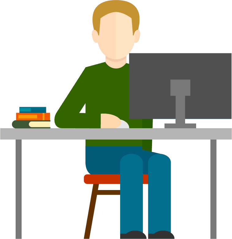 flat people working with computer icon
