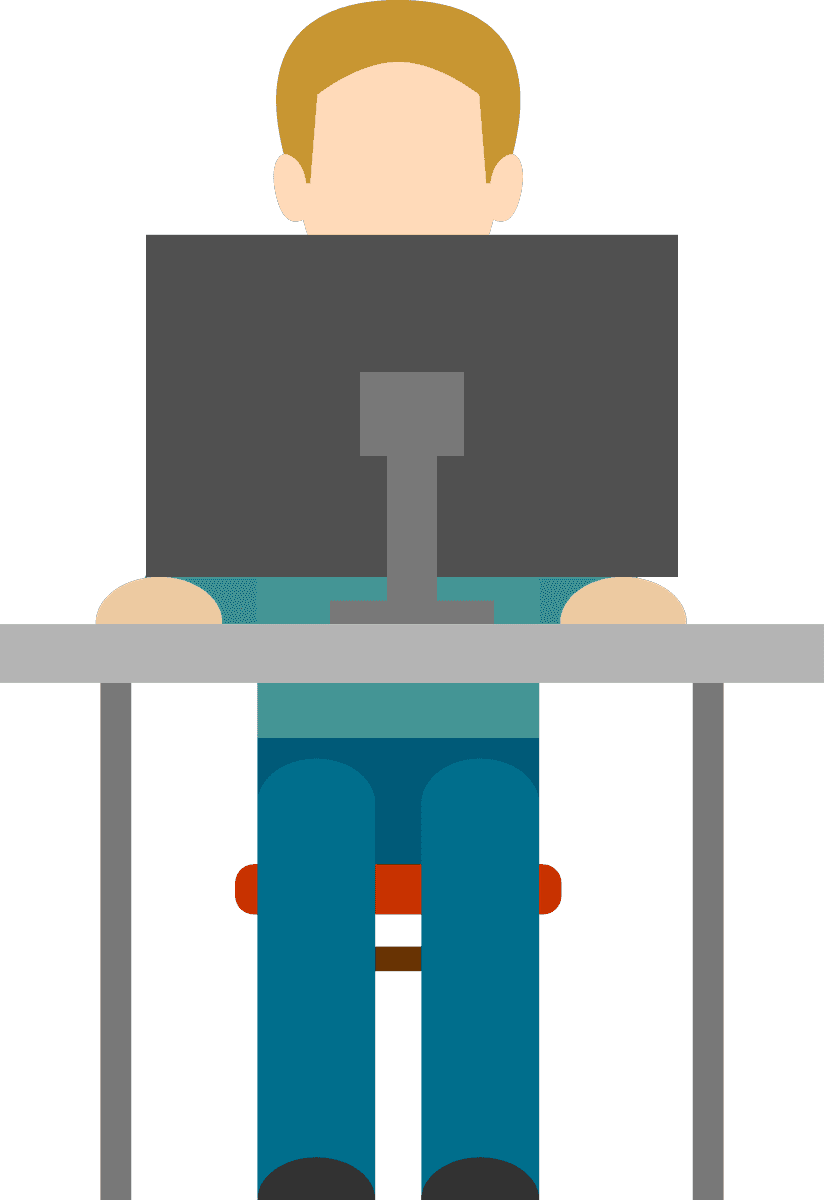 flat people working with computer icon