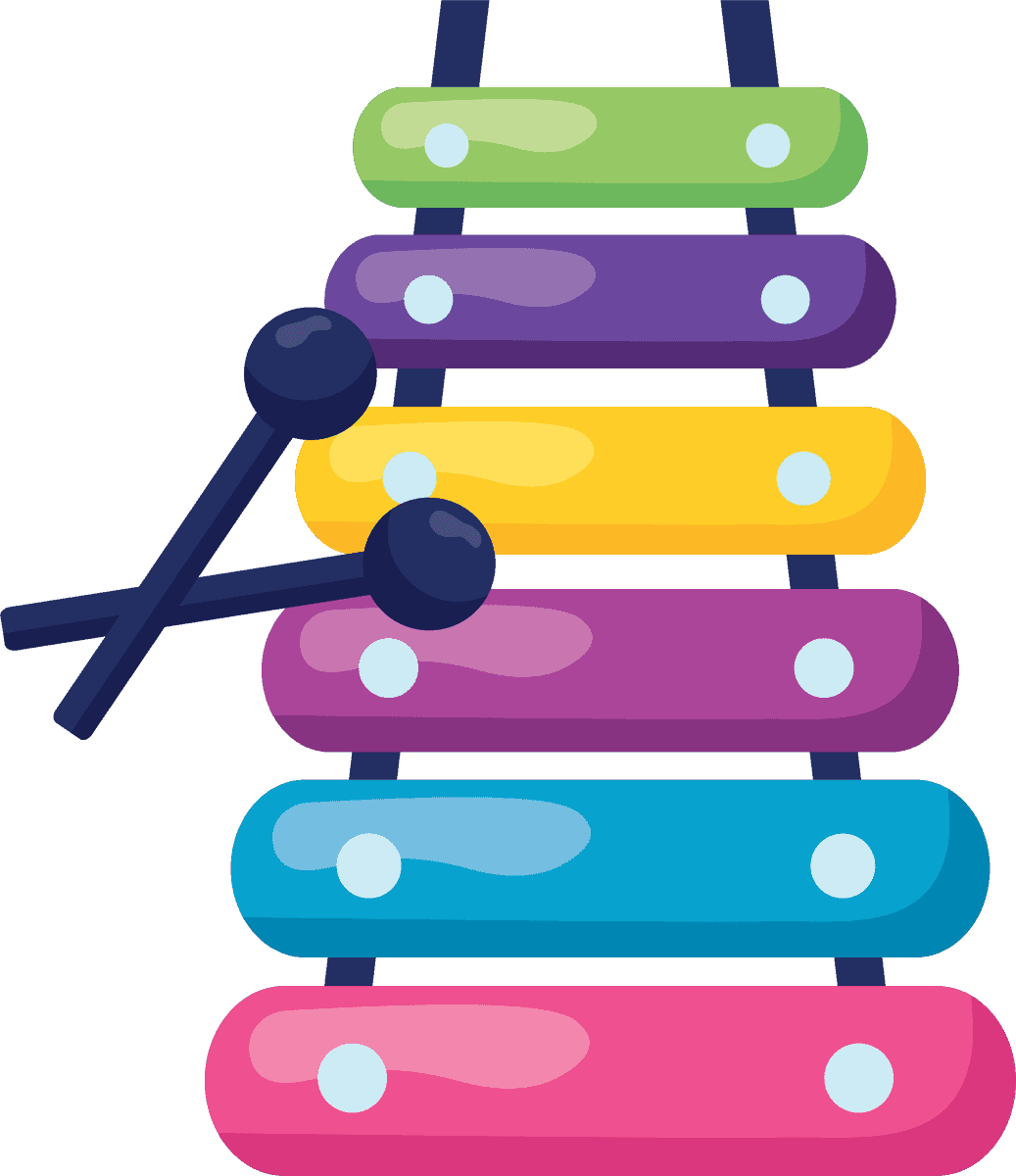 flat simple kids toys illustration with colorful xylophone and playful design features