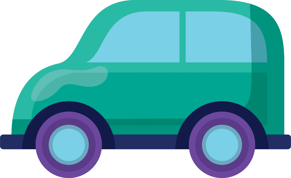 flat simple kids toys illustration of a colorful cartoon car for playful adventures