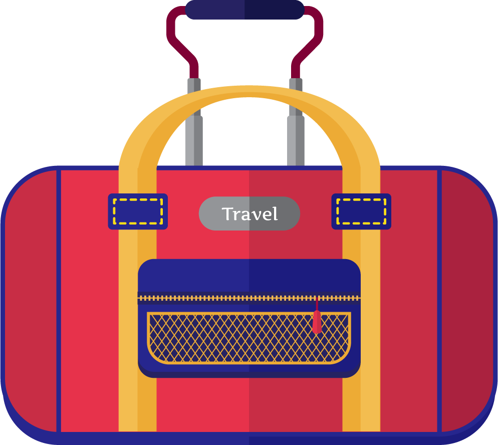 flat style modern icons of a travel bag perfect for vacation or adventure