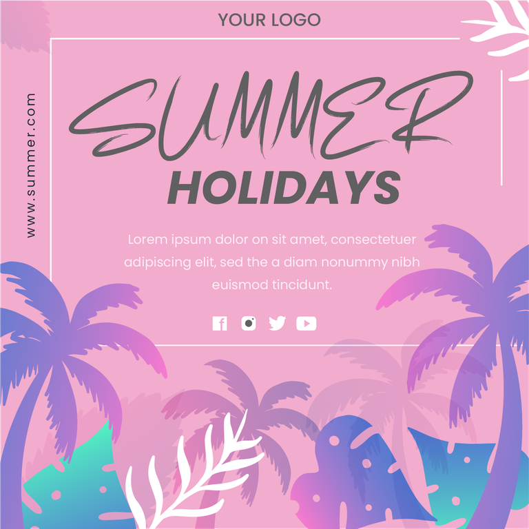 flat summer vacation holiday promotion instagram posts template