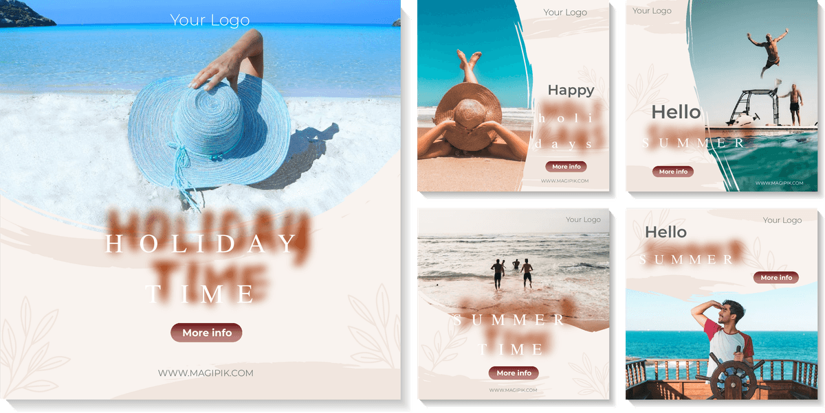 flat summer instagram posts collection for vibrant holiday engagement and creativity