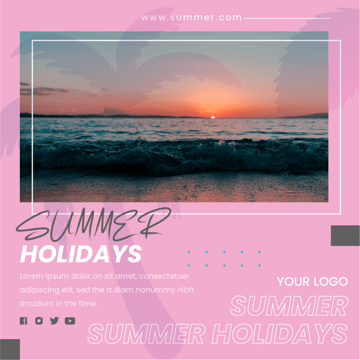 flat summer vacation holiday promotion instagram posts template