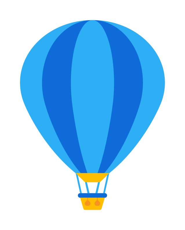 flat travel elements stickers featuring colorful hot air balloons for fun and creative projects