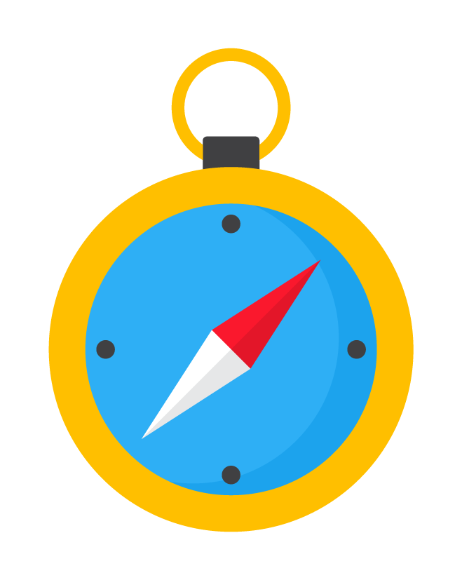 flat travel elements stickers with colorful compass illustration for creative projects