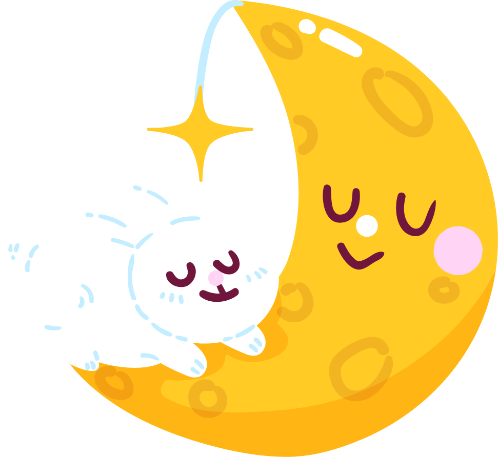 flat weather forecast elements featuring a cute rabbit on a smiling moon