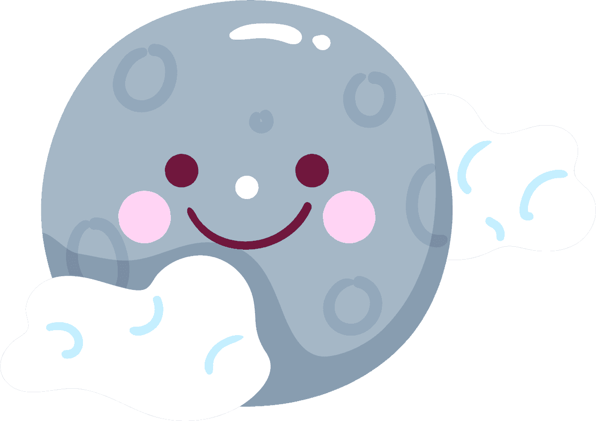 flat weather forecast elements with cute moon and cloud illustrations for children