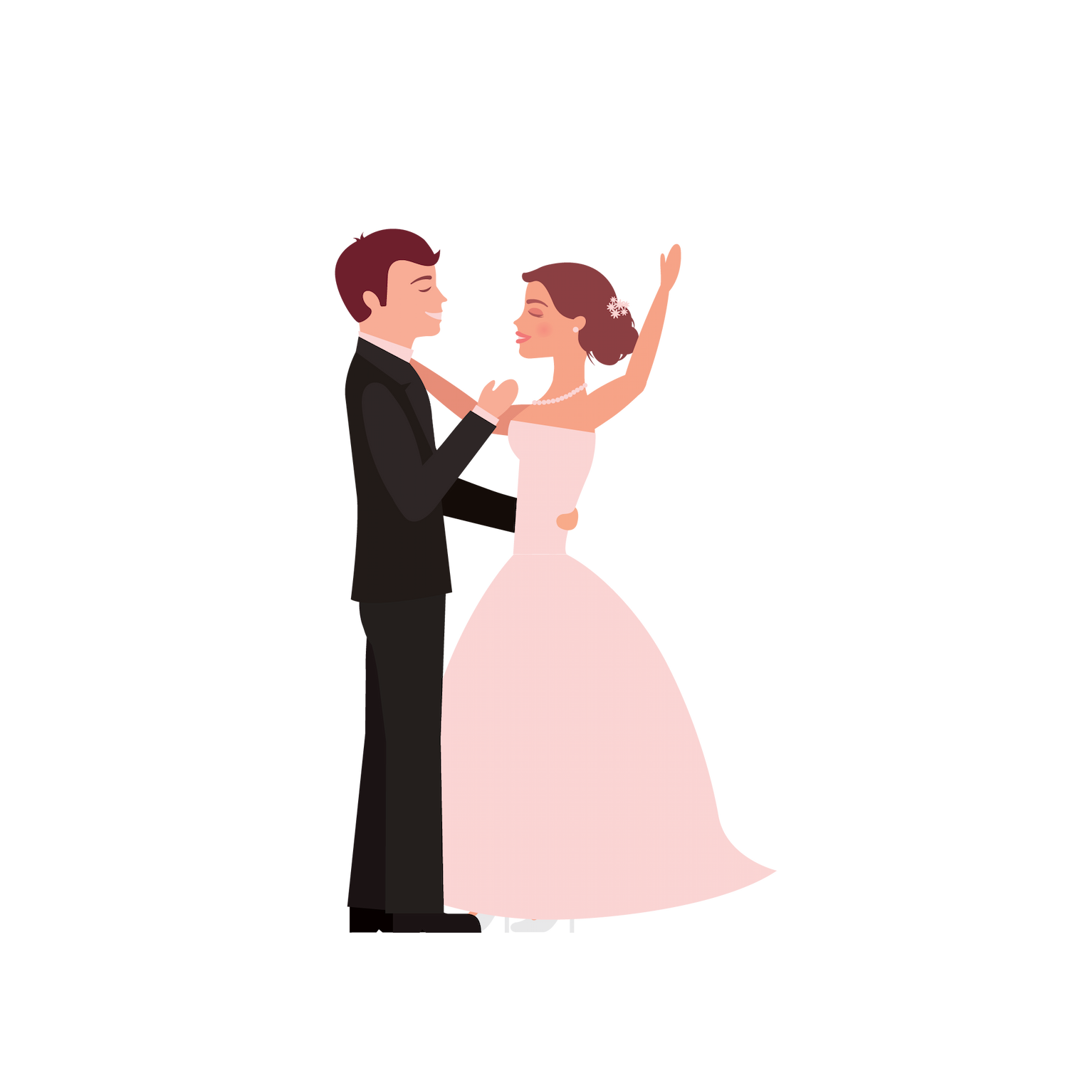 flat wedding couples illustration for romantic invitations and celebration themes