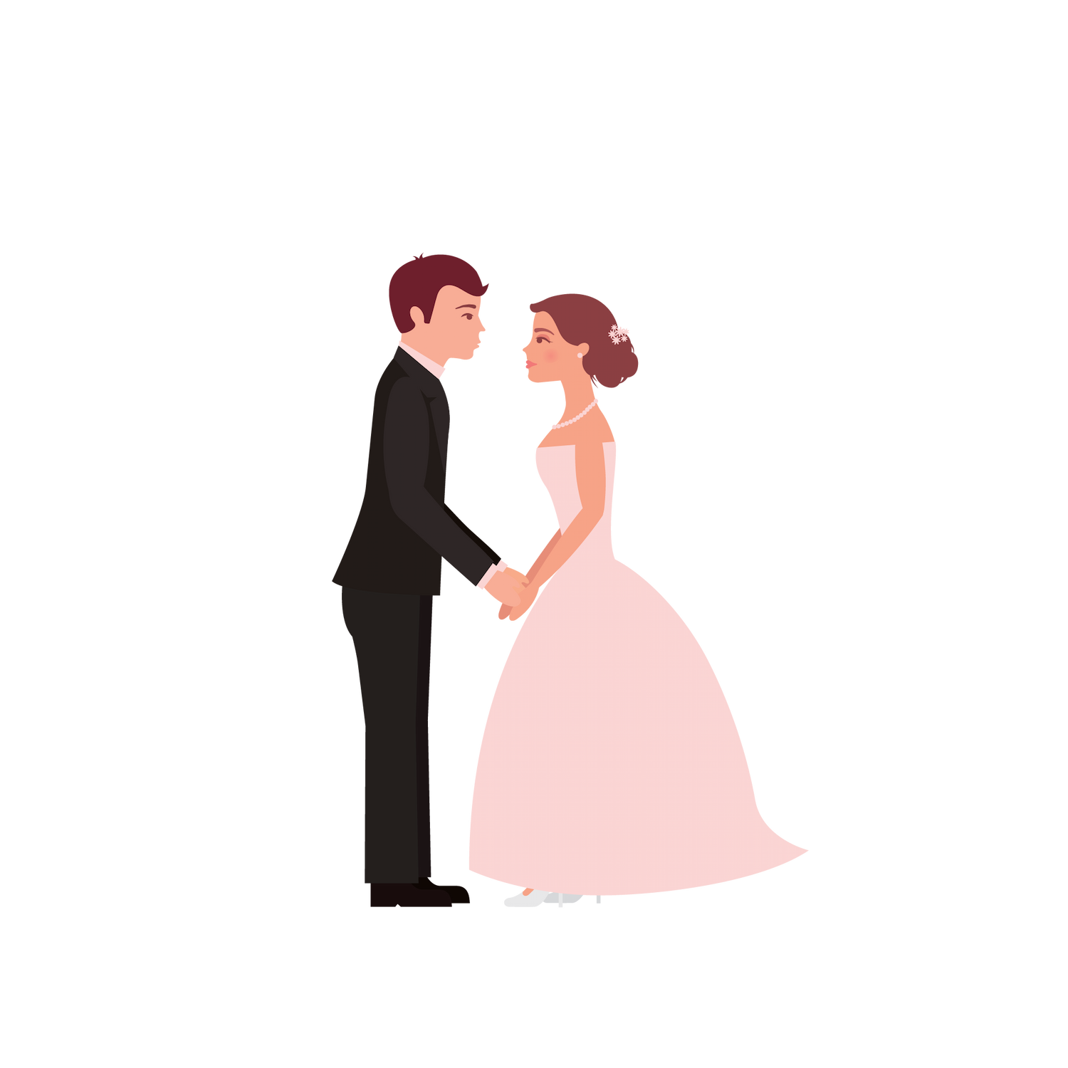 flat wedding couples illustration for joyful wedding invitations and love-themed projects