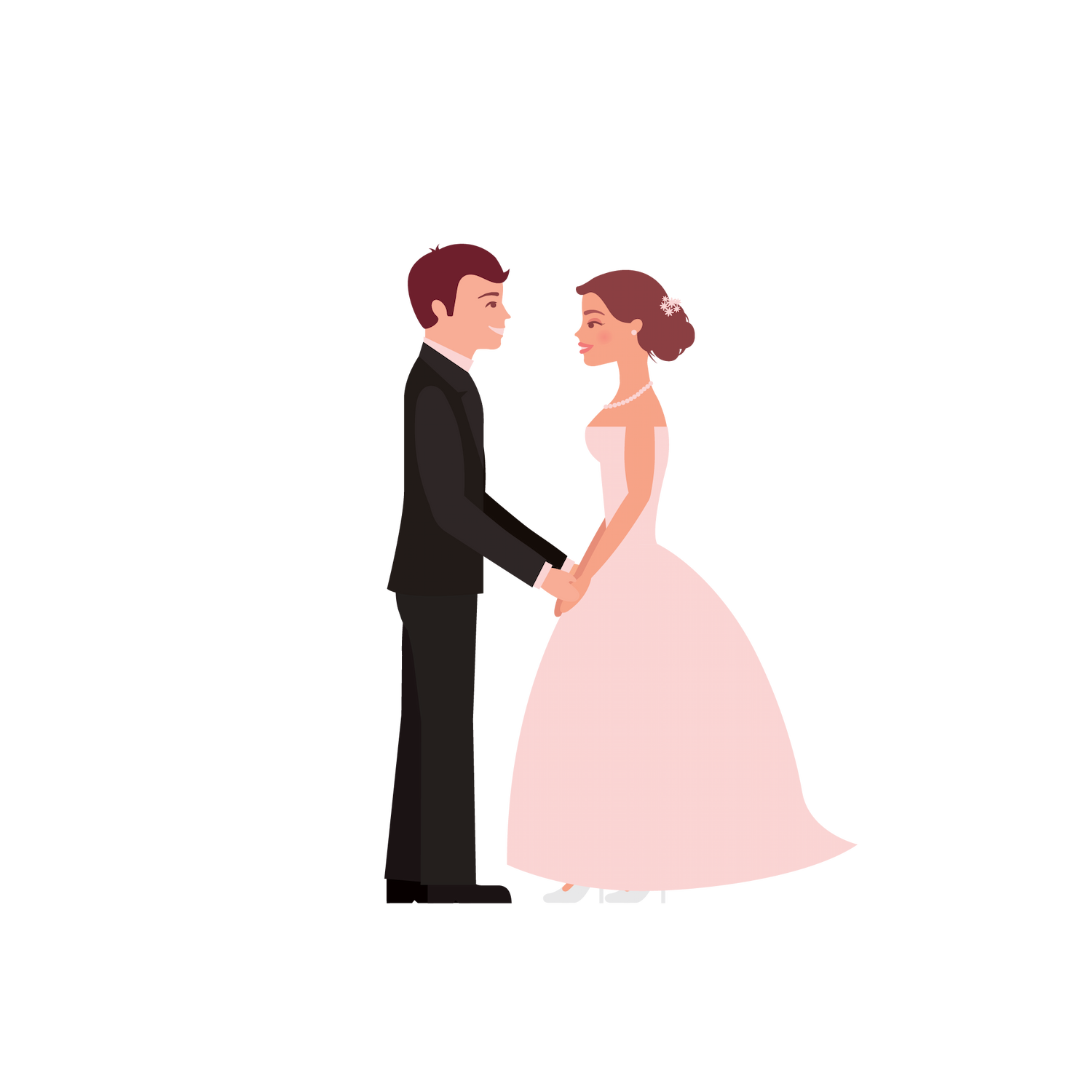 flat wedding couples illustration