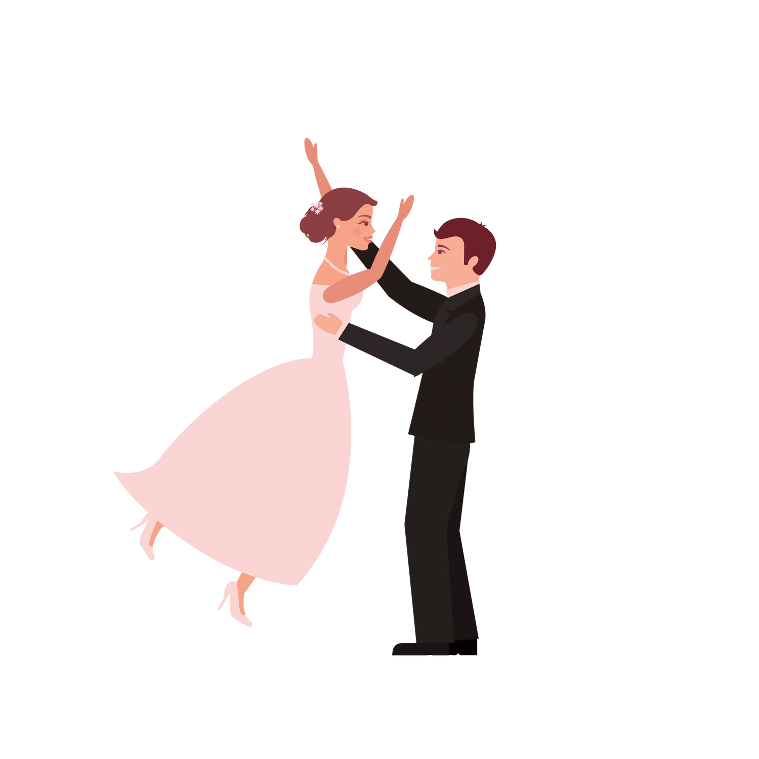 flat wedding couples illustration