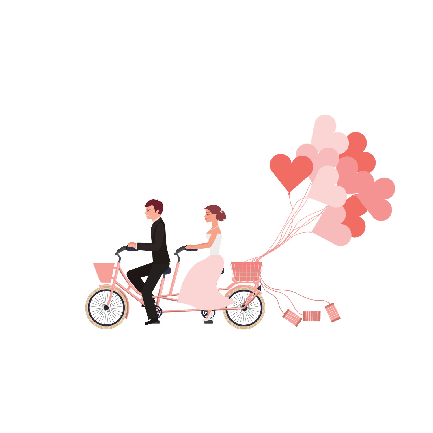 flat wedding couples illustration