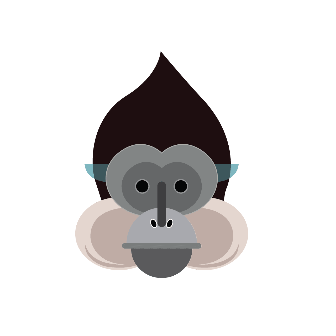 flat wild animal face icons featuring a playful gorilla for creative projects