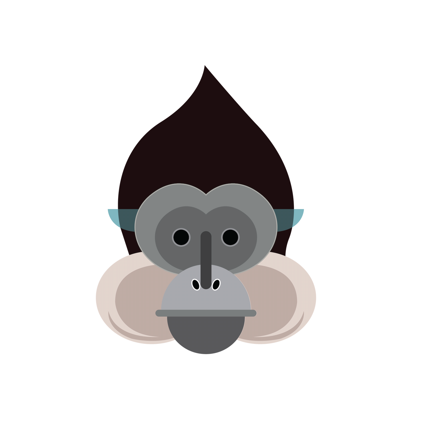flat wild animal face icons featuring a playful gorilla for creative projects