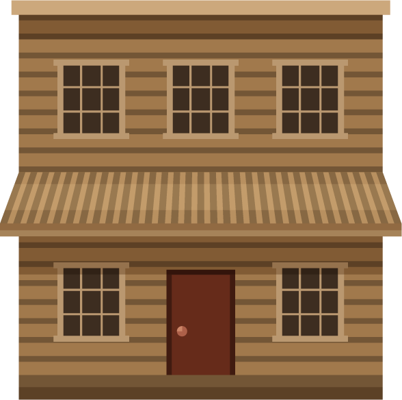 flat wild west houses illustration