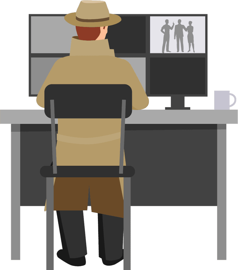 flat working detective character illustration